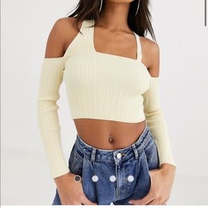 ASOS DESIGN crossover neck knit crop top